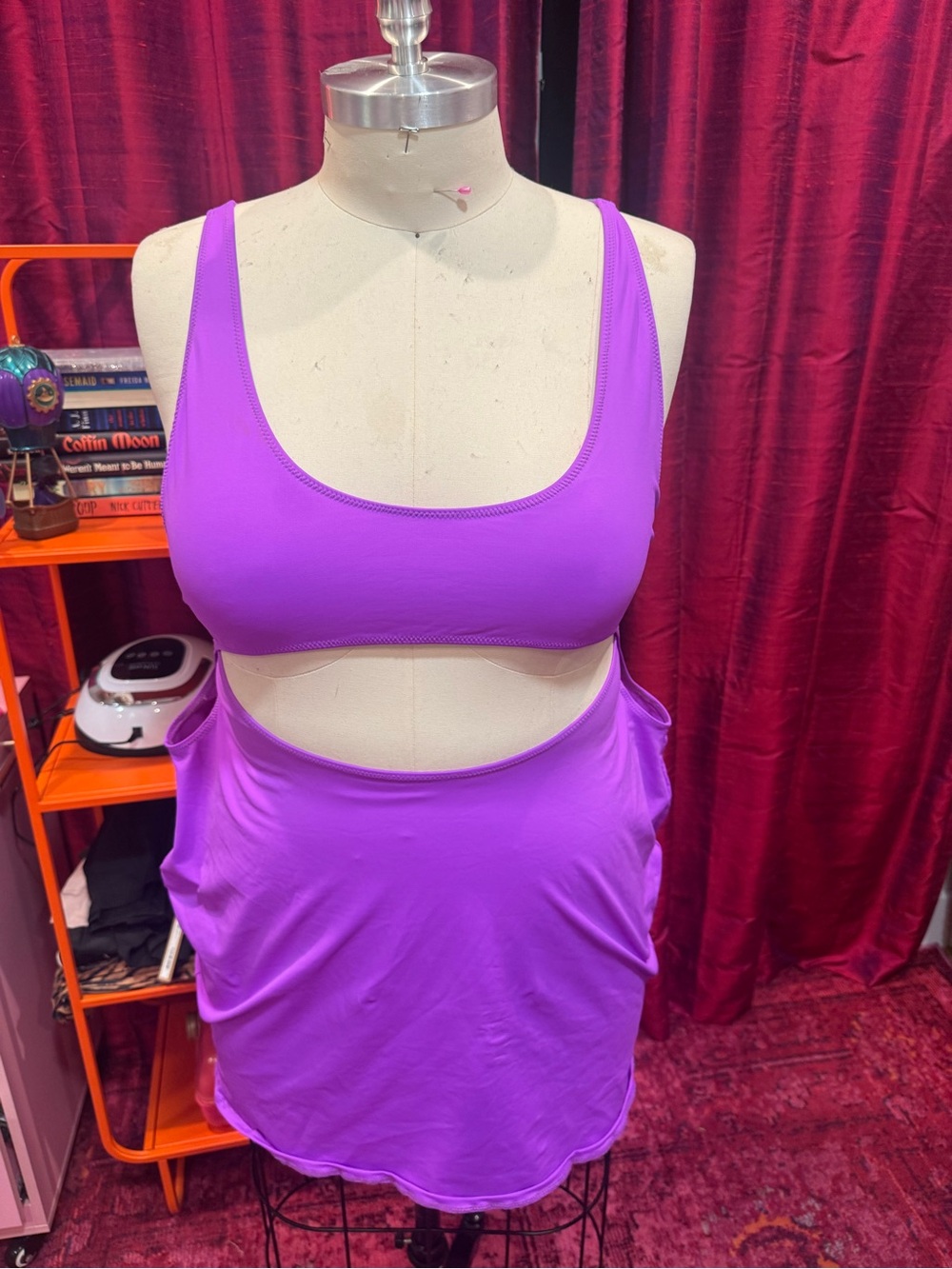 Purple Cutout Scoop Neck Dress
